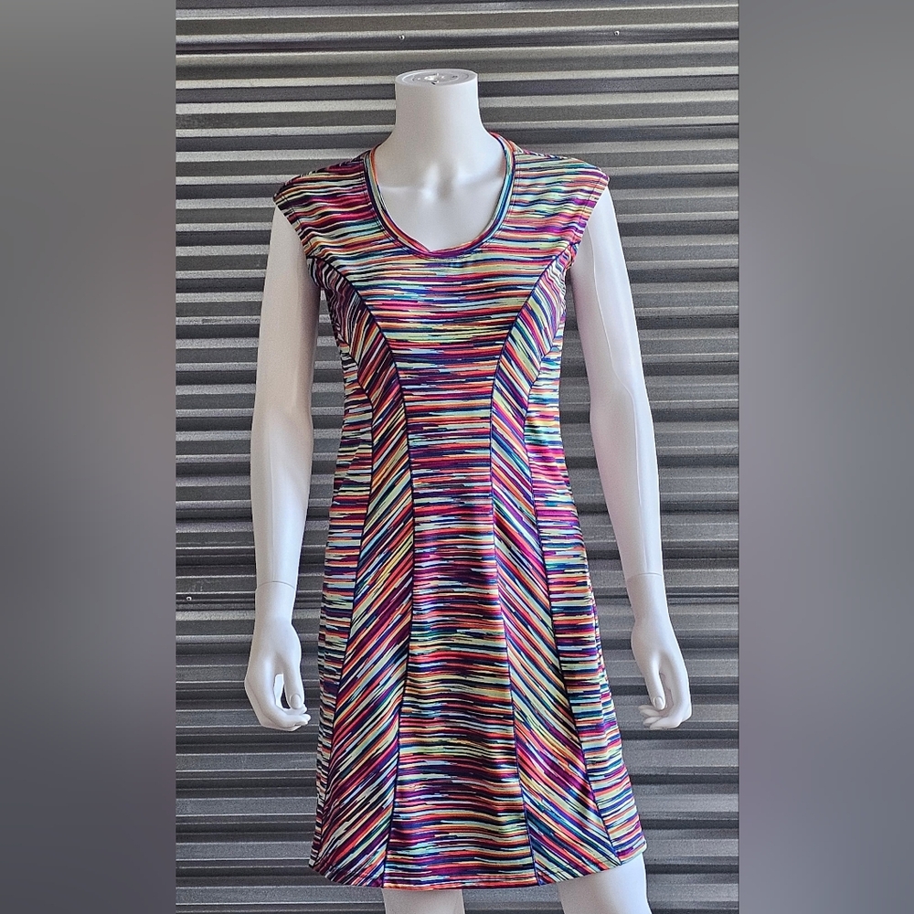 Title Nine Rainbow Stripes Dress, XS, Pocket, A Line, Cap sleeve, 130925